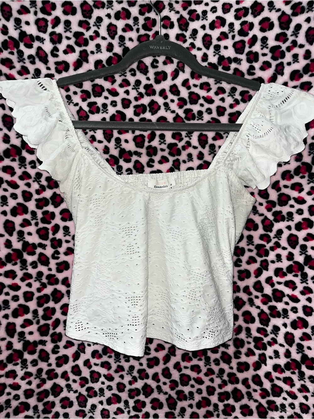 White Eyelet Off-Shoulder Top